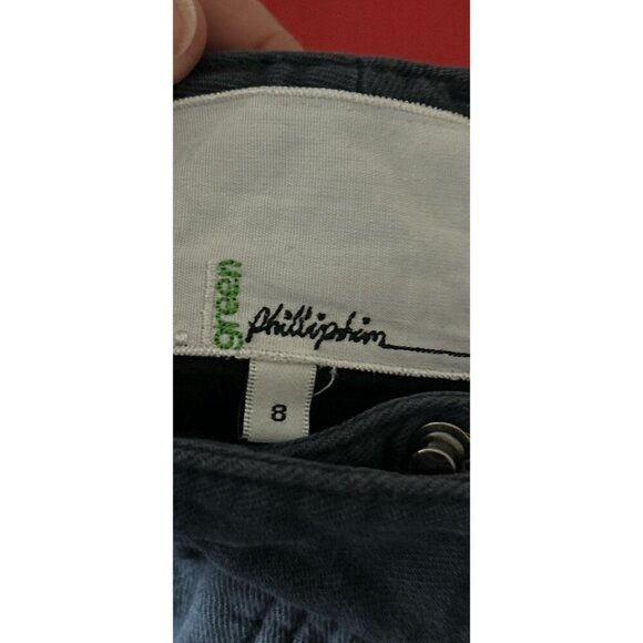 Philip Lim Cargo Pants High 10" Rise Cropped Casual Blue Pockets Size 8 - Picture 6 of 8